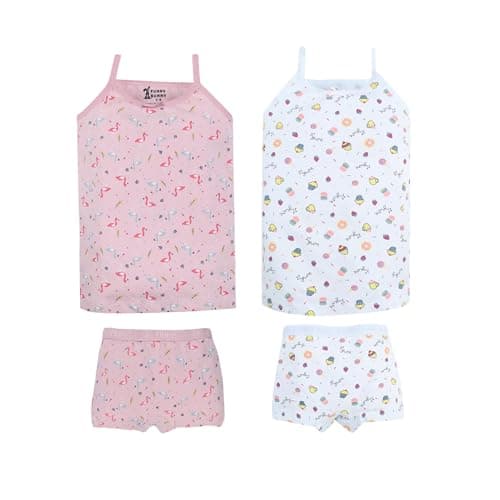 Funny Bunny Girls' Cotton Sleepwear Underwear Set,Tank Top with Shorts, 2 Piece Set Pajamas