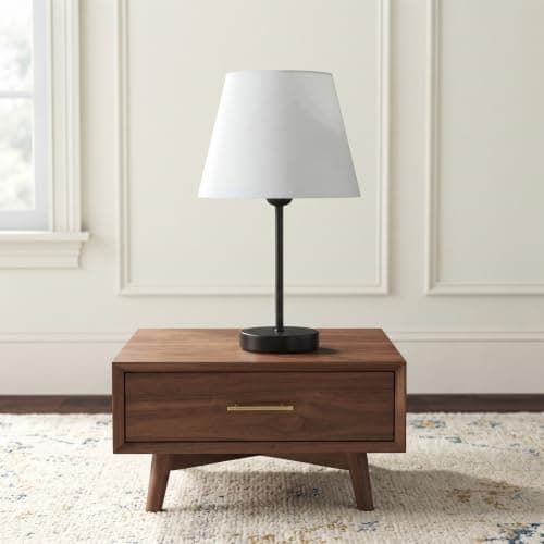 El Rawda Lighting - Elegant White Metal Table Lamp with Unique Fabric Shade - RL-TL-B-038