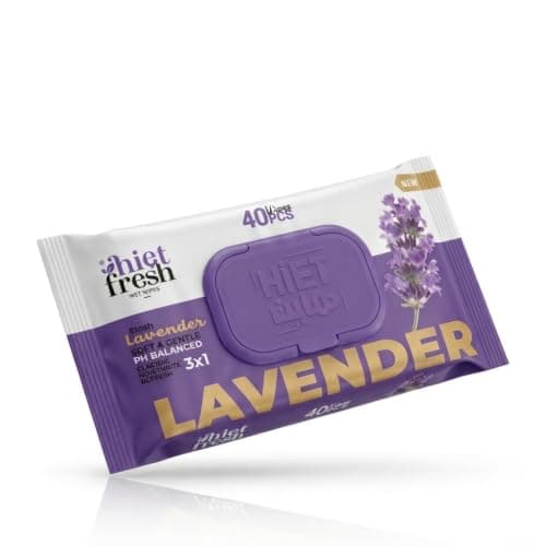 Lavender Wipes 40 Count | pH Balanced, Soft & Gentle, Lavender Scent, 3-in-1 Sealed Lid Box Skin cleaning wipe