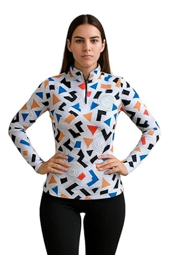 MIZA Women's Long Sleeve Half Zip Athletic Tops - Comfortable Elastic Material Suitable for Sports and Daily Use Sports T-Shirt for Girls and Women