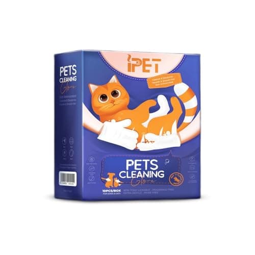 I Pet Pet Cleaning Gloves, Non-Toxic Lickable, Extra Gentle, Blue, 10 Pieces per Box, Universal Size, Fragrance-Free for Dogs and Cats, Wet and Dry Grooming Pet supplies