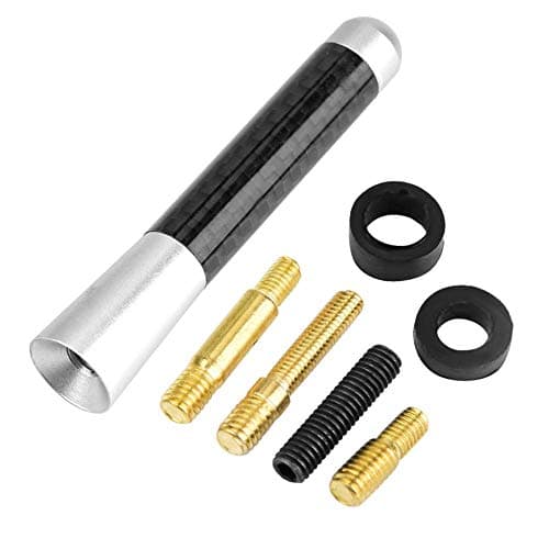 3inch Auto Short Antenna, Carbon Fiber Screw Radio Aerial for Universal Car Modification(Silver) Auto part