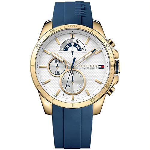 Tommy Hilfiger 1791353 Silicone Round Analog Water Resistant Watch for Men - Blue