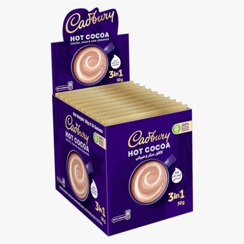 Cadbury 3-in-1 Hot Chocolate Powder Beverage Sachet (30g) pack of 10 Flavored drink concentrate