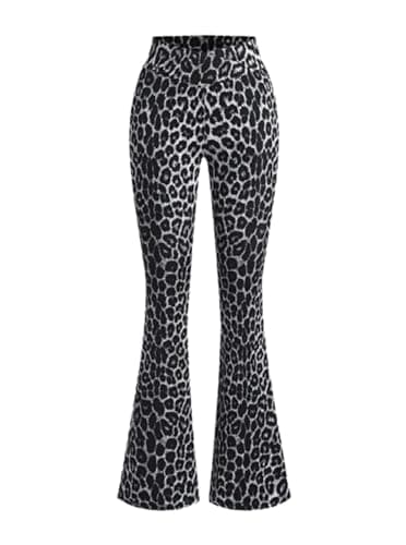 Romba Women's Leopard Print Style Loose Pants with Side Stripes, Perfect for Style and Comfort - High Waist Wide Leg Charleston Tiger Pants