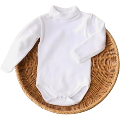 High Cool Basic Baby Newborn Winter Bodysuit High Neck Pullover Long Sleeve Fleece Lined Popper Bodysuit For Infant Warm And Soft Baby Clothing For Cold Weather Leotard