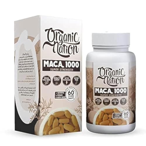 Organic Nation | Maca Tablets | Natural | Vegan | Non-GMO | Mood Enhancer | Sportsmen and Health Professionals | 60 Coated Tablets Herbal supplement