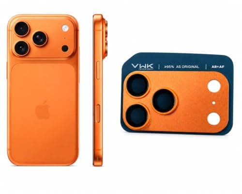VWK AR+AF Original Vision Metal Camera Lens Protector for iPhone 17 Pro Max, Orange Color Screen protector