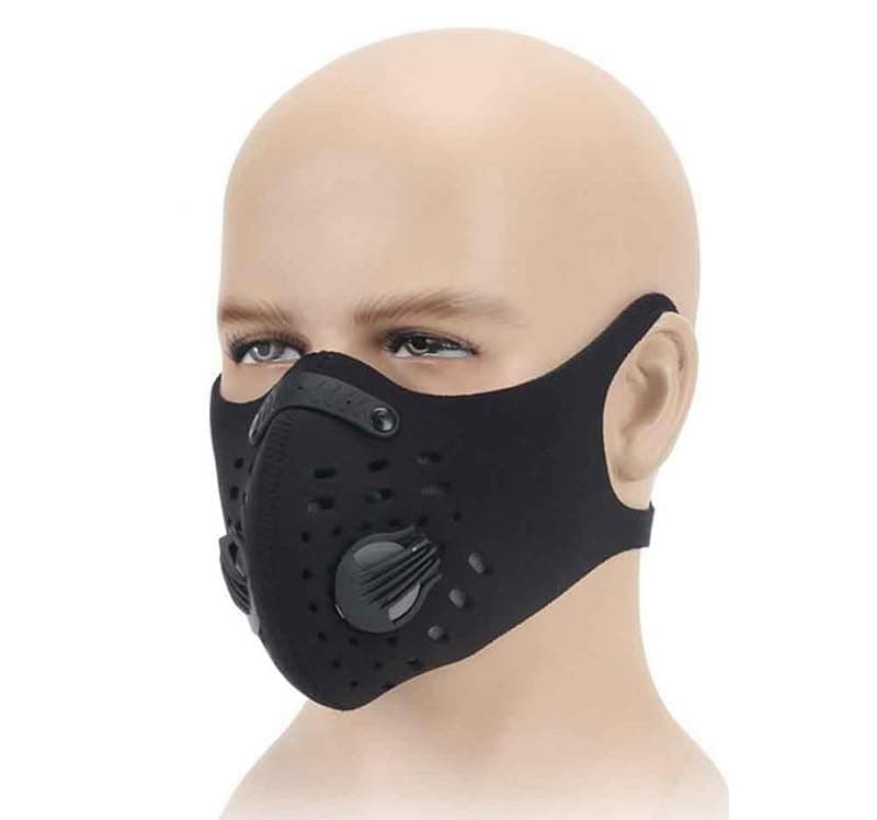 KaberTrade KaberTrade Face Mask and Filter Valve Reusable Breathable Dust Pollution Protection Outdoor Sun Protection for Men and Women (1 Piece, Black, Code:7601)