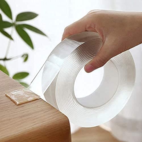 WorldWide 3M/9.84ft Washable Tracless Double-sided Adhesive Tape Removable Anti-slip Transparent Nano Gel Tape Pad 2mm Thickness Strong Sticky Strips Grip for Fixing Carpet Mats Photos