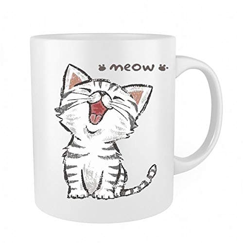 YumLock Funny Cute Cat Mug - Great gift For Child, Men, Women, Lover with Good Mood Coffee Mug White 11oz Ceramic Mugs Birthday Surprise for Cat Lovers Kitten Stuff Drinking cup