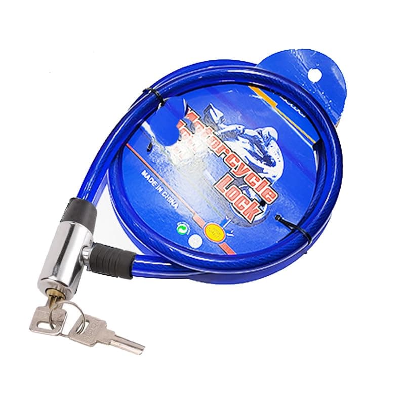 KaberTrade Universal Bike Lock Stainless Steel Cable Anti-Theft Motorcycle Off-Road Bike Security Lock with 2 Keys (Blue Small Diameter 1.5cm, Length 116cm, Code:8703) - KaberTrade