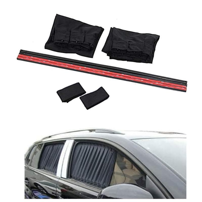 KaberTrade Car Curtains 2 Piece Set Adjustable Car Interior Sun Shade (Black VIP Curtain, 2 Piece, Size 47-53 * 50cm) Vehicle interior shade