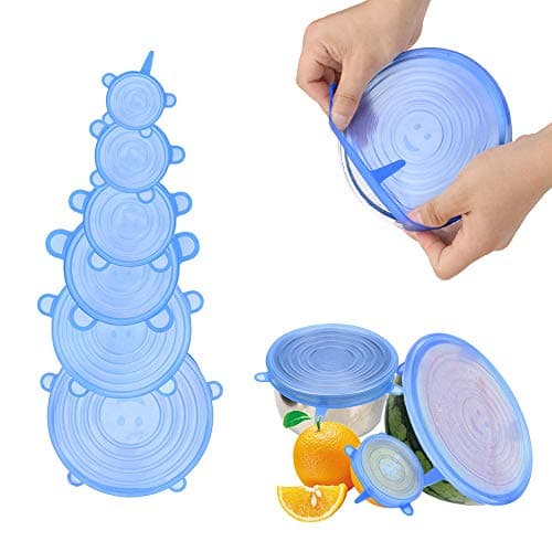 Zhangbo 6Pcs Bowl Pot Lid Cover Keeping Fresh Seal Pan Cooking Kitchen Accessories Silicone Food Wrap Silicone Stretch Lids Reusable (Color : White) Container lid