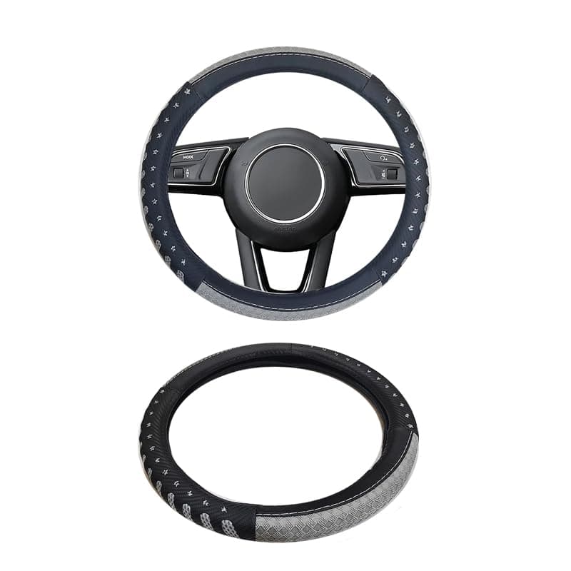 Car Steering Wheel Protector Cover Anti-Slip Car Interior Accessories Compatible with Most Cars (Black Grey, Code:8526) - KaberTrade