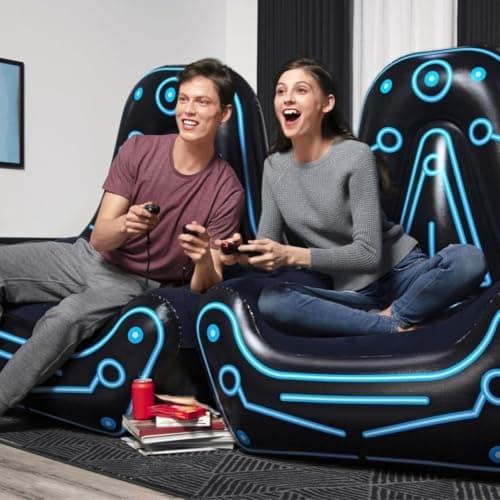 Modern Design Inflatable Gaming Chair in Black and Blue Luminous with Soft