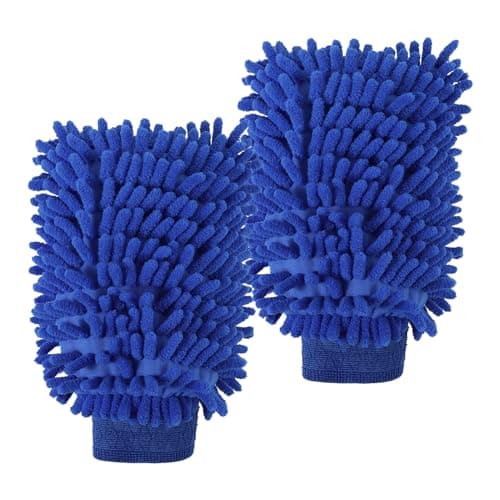 Giantree Pack of 2 Shaggy Wash Mitt Car, Chenille Washing Glove Extremely Soft & Absorbent Microfibre Removes Stubborn Dirt Effortlessly Scratch-Free Car Sponge Outdoor Shaggy Glove Towel