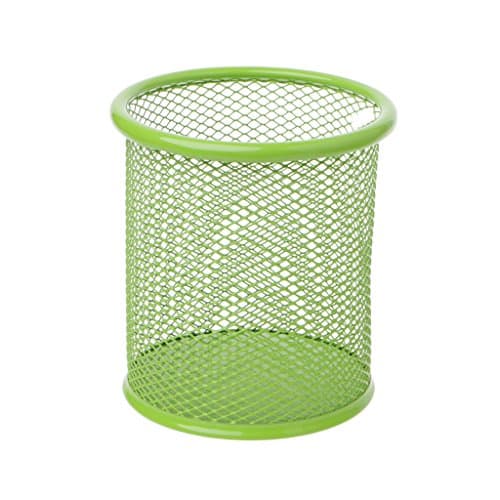 BecauseOf Desk Supplies Organizer, Mesh Pen Holder Metal Pencil Holder Pen Containers (Round, Green) Caddy