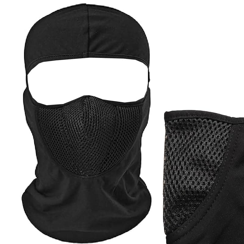 KaberMisr 2020 Motorcycle Riding Face Mask Under Helmet Dustproof Anti-Dust Dust Wind Breathable Full Face Neck (1 Piece, Black Mesh Filter, Code:8823) Sport face mask