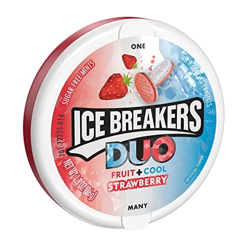 Hershey's Ice Breakers Duo Fruit & Cool Strawberry Sugarfree Mints 1 x 36g Tub