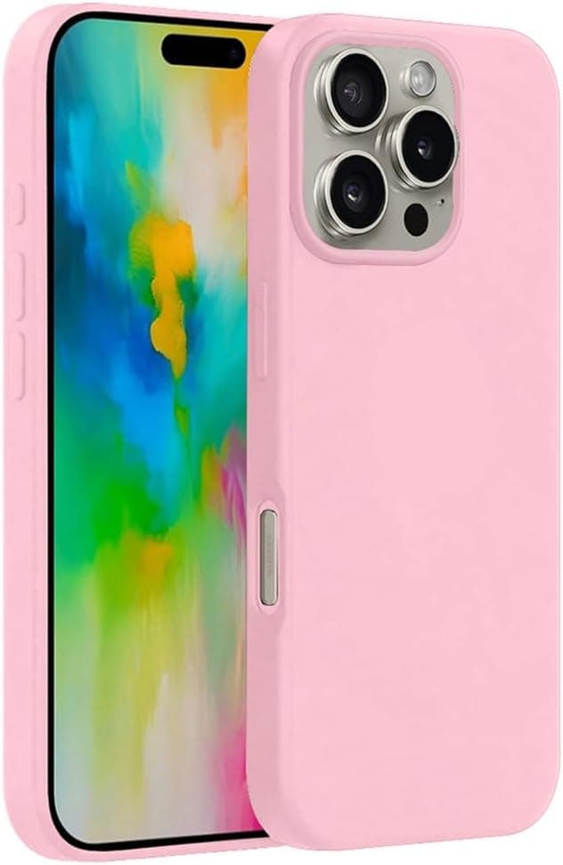 Compatible with iPhone 16 Pro Max Case 6.9", Slim Liquid Silicone 3 Layers Soft Gel Rubber Shockproof Protective Case with Anti-Scratch Microfiber Lining (Pink) Cellular phone case