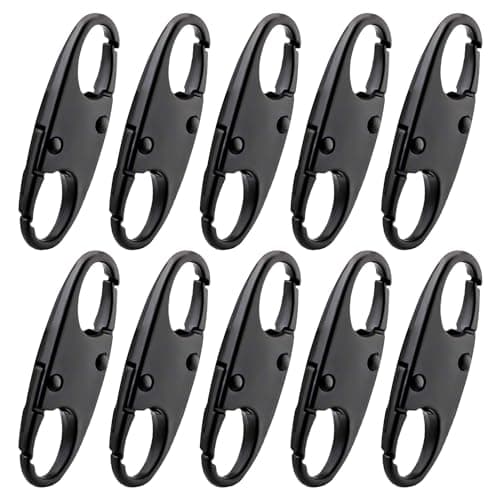 PEUTIER 10pcs Zipper Clip Theft Deterrent, Snap S-Hooks Double Opening S-shaped Quick Release Carabiner Zipper Closure Anti-Theft for Backpacks Camping Travel Outdoor(Black) Art supplies