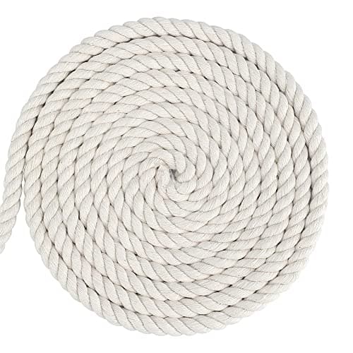 HOVCEH Macrame Rope, 8 mm Macrame Thread Cord, Three Strand Macrame Cotton Cord, 10 Meters, Natural Thick Macrame Cord, DIY Natural Thread for Plant Hanger Knitting Crafts