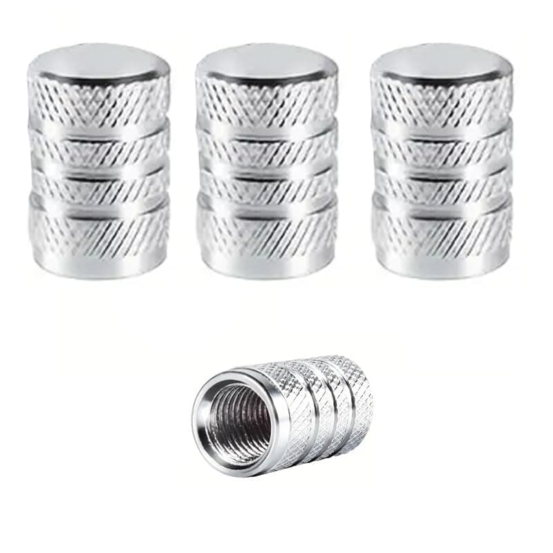 KaberMisr 2020 Car Tire Valve Stem Cap Set for Cars, Motorcycles, Trucks, Bikes, Universal Dust and Dust Protection Cover (4 Pieces Silver Code:8687)