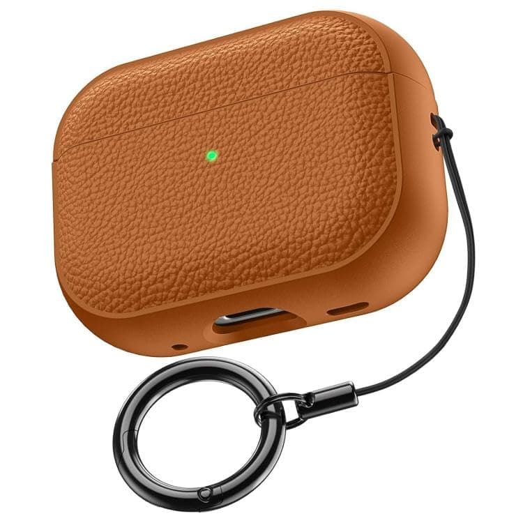 Case for AirPods Pro2 Cover Case (2023/2022/2019, 2nd/1st Gen) with Keychain, Fully Protective Anti-Slip Leather-Like Texture, Compatible with MagSafe, Airpods Pro 2 (Orange) Portable electronic device cover
