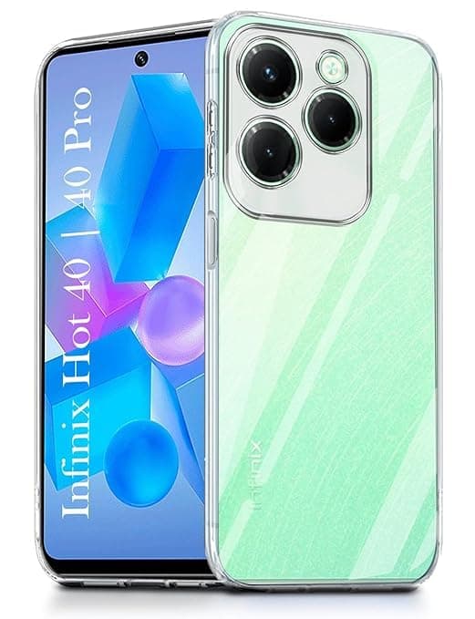 Back Cover for Infinix Hot 40 | Infinix Hot 40 Pro (Silicone Clear Shockproof Case with Camera Protection | Soft and Flexible | Transparent) Cellular phone case