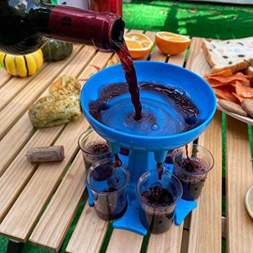 Hand-Mart 6 Shot Glass Dispenser and Holder Including 6 Cups, For Filling Liquids, Multiple 6 Shot Dispenser, Bar Shot Dispenser, Cocktail Dispenser, Suitable for Parties (Blue) Serveware