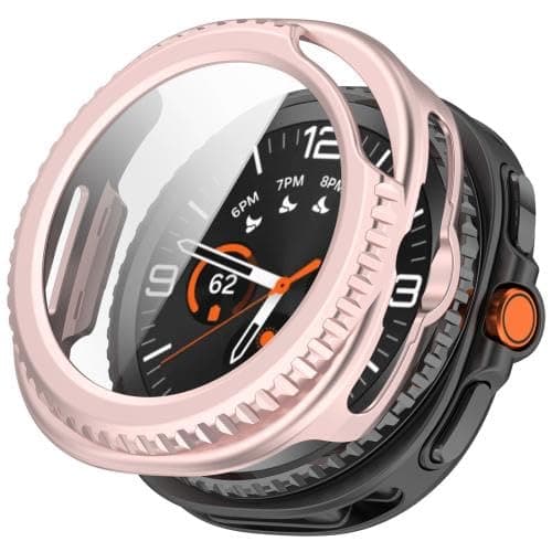 Case Hard for Samsung Galaxy Watch 8 Classic (46mm) 2025, with Tempered Glass Screen Protector Ultra Clear Slim Full Cover Case (Pink) Portable electronic device cover