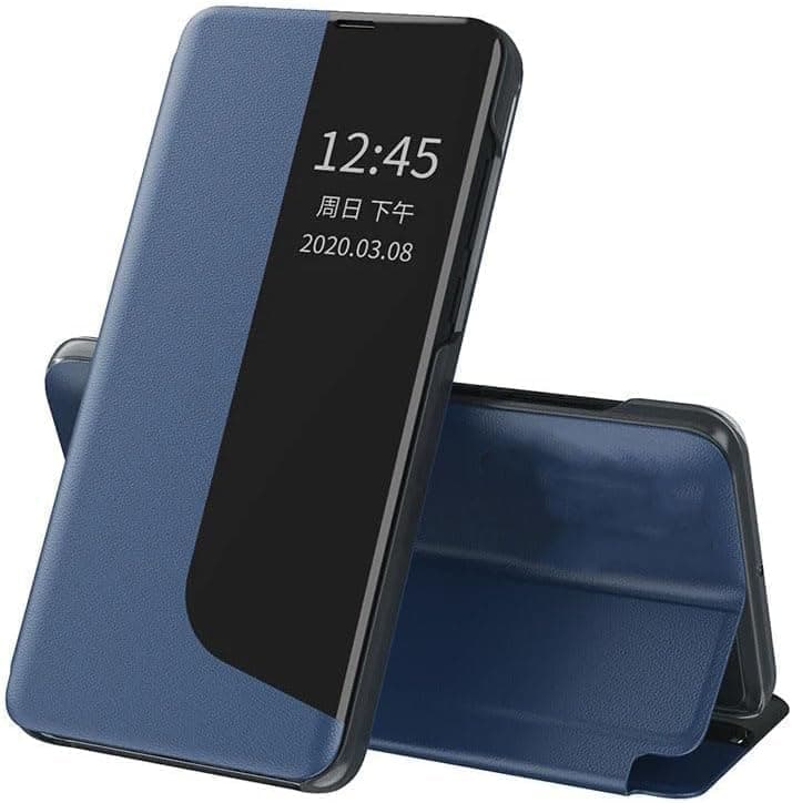 Case Compatible with for Galaxy A32, Flip Premium PU Leather Case Business Display Window Folio Kickstand Protective Phone Cover Not Original (Blue) Cellular phone case