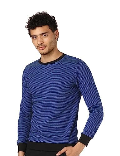 CAESAR Mens Mens Round Neck Stripped Sweatshirt SweatShirt