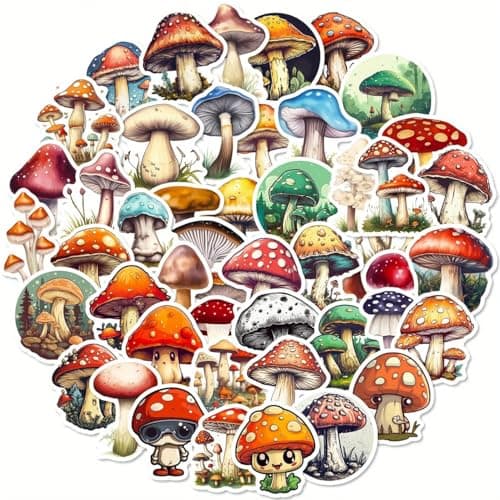Premium Set of 50 Mushroom Stickers (mashroum) High Quality for Adults and Kids Sticker decal