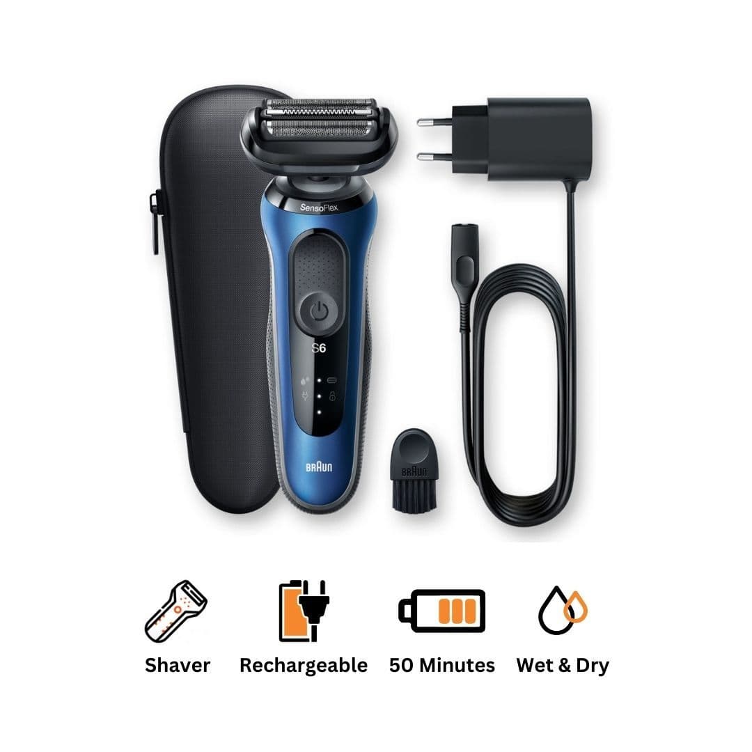 Braun Series 6 SensoFlex Electric Shaver Wet & Dry Blue Black - 60-B1000s