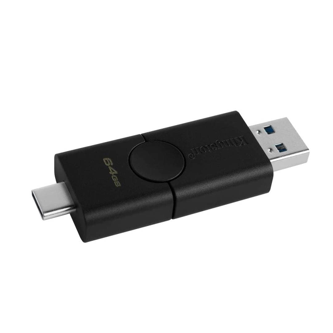 Kingston DataTraveler Duo USB Type-A and USB Type-C Dual USB Flash Drive , 64 GB , Black - DTDE/64GB