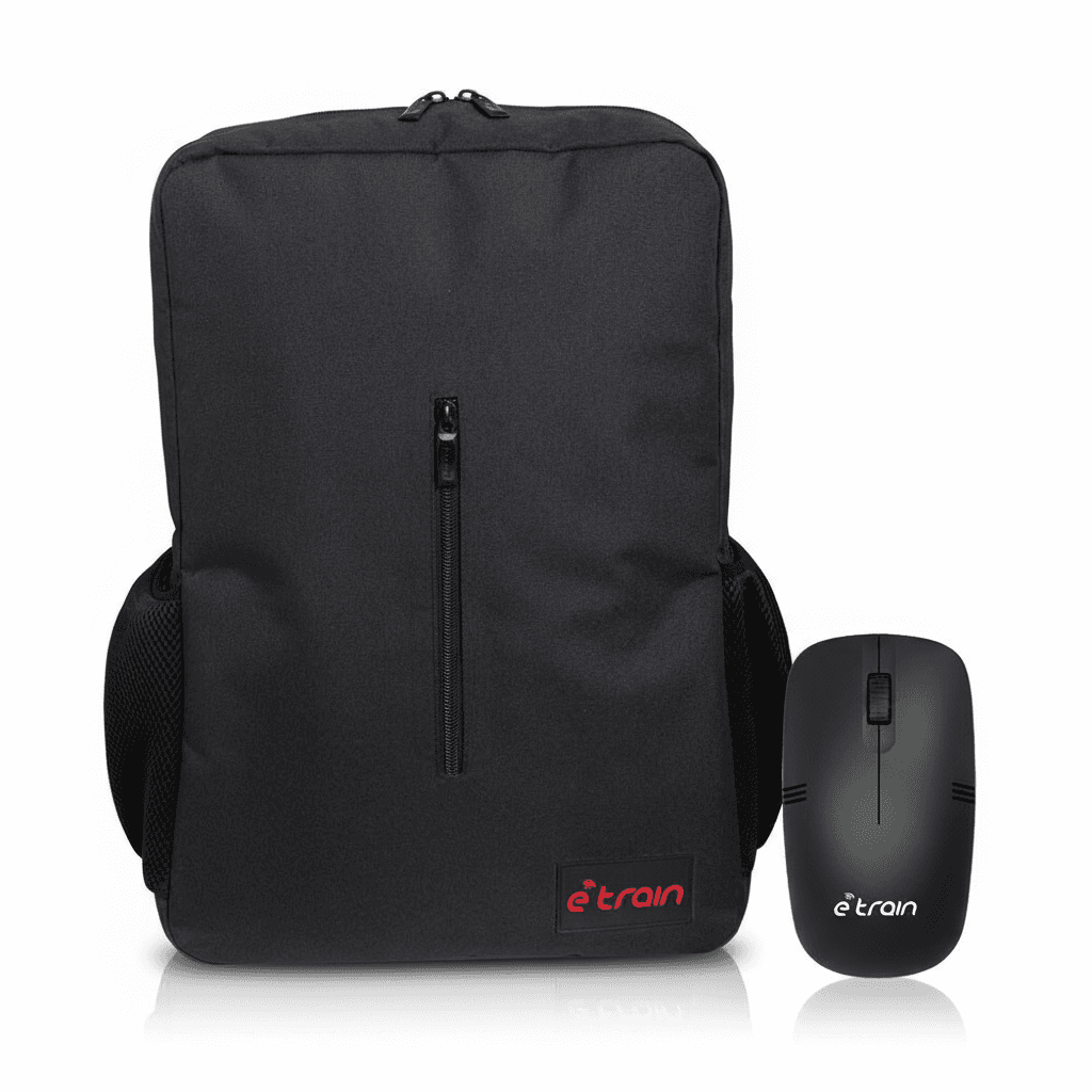 Etrain Laptop Bag for 15.6 Inch Laptops , Black BG90B, with Etrain MO10B Wireless Optical Mouse - Black
