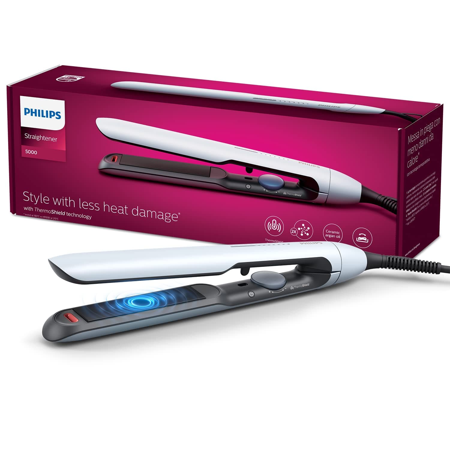 Philips Ceramic Hair Straightener 230 Celsius , Light Blue - BHS520/00