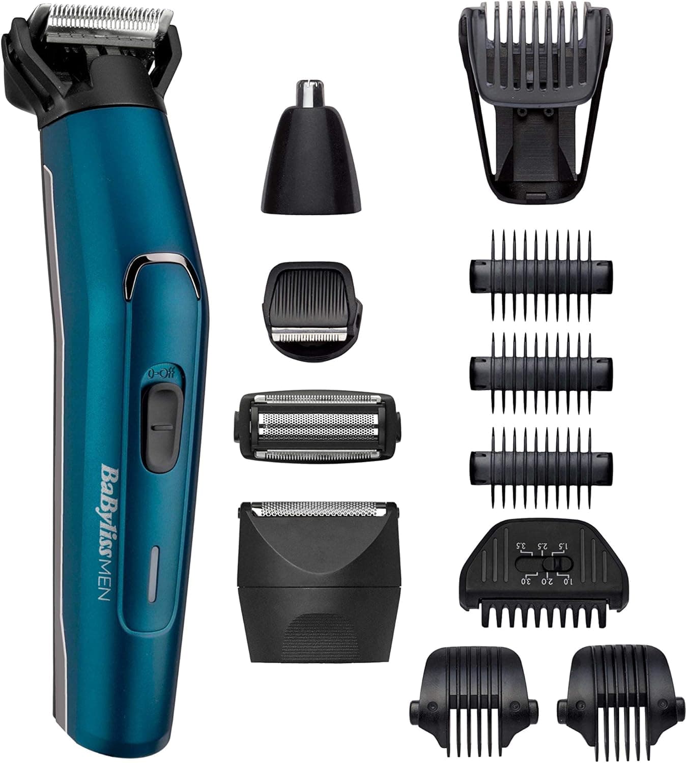Babyliss MEN 12-in-1 Detail Beard T Hair Trimmer with Attachments , Black Blue