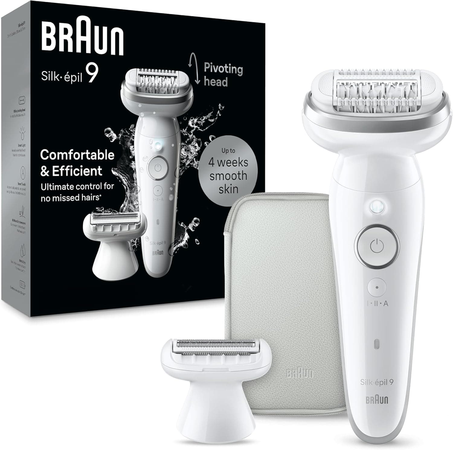 Braun Silk-épil 9 Epilator with Attachments Wet & Dry White - SES9-041
