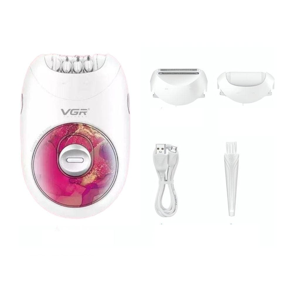 VGR Professional Rechargeable Epilator, White Pink - V-736