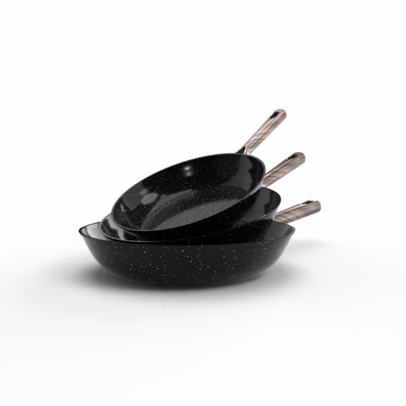 Nuvira Pro Granite Pan Set, 3 Pieces - Black