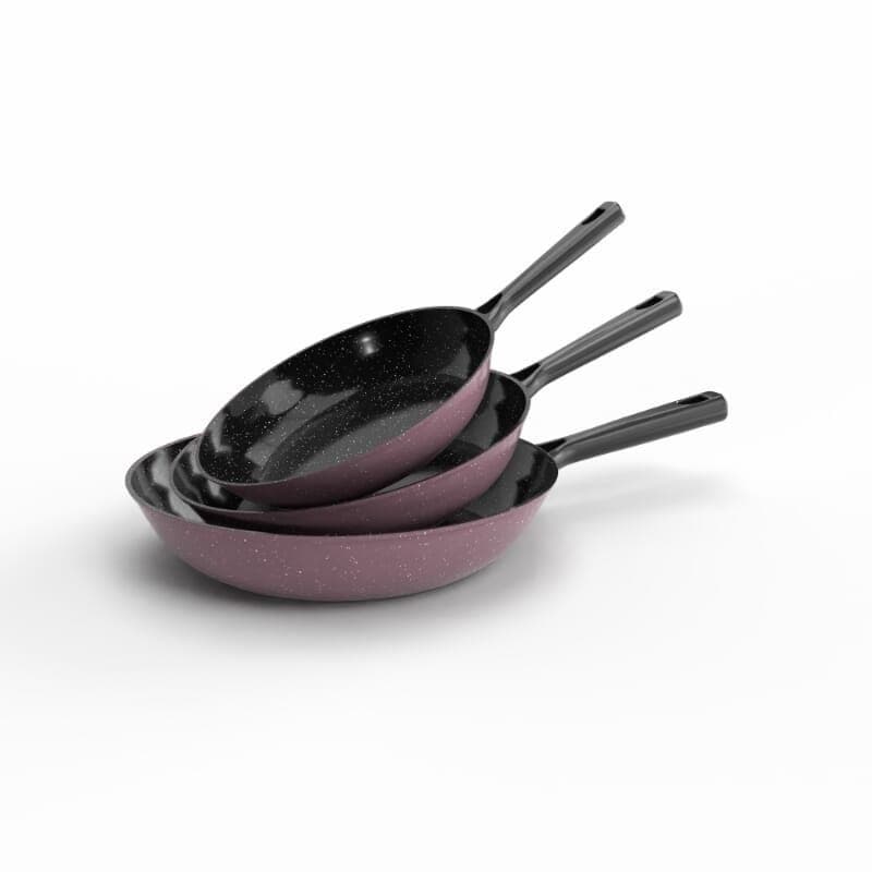 Nuvira Pro Granite Pan Set, 3 Pieces - Candy Rose
