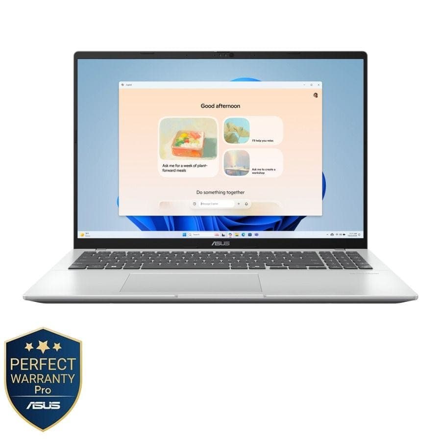 ASUS Vivobook 16 X1607CA-MB157W Laptop, Intel Core Ultra 7 255H Processor, 16 Inch WUXGA Display, 512 GB SSD, 16 GB RAM DDR5, Intel Graphics, Win11, Cool Silver - 90NB15A2-M00FP0