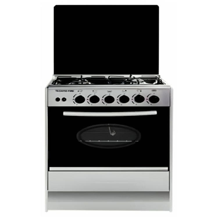 Techno Fire Gas Cooker, 4 Burners, 55 cm, Self Ignition, Lamp, With Grill, Stainless Steel - TF-80-SG