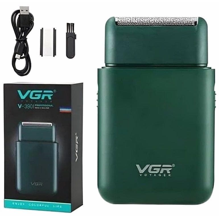 VGR Professional RechargeableFoil Shaver, Green - V-390 ( International Warranty )