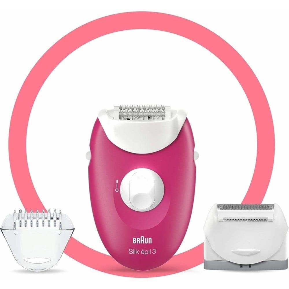 Braun Silk-épil 3 Corded Epilator, Pink - 3-410 ( International Warranty )