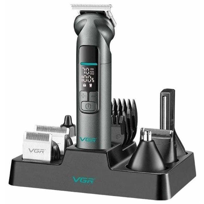 VGR Professional 14 in 1 Digital Rechargeable Wet and Dry Grooming Kit, Black Green - V-096