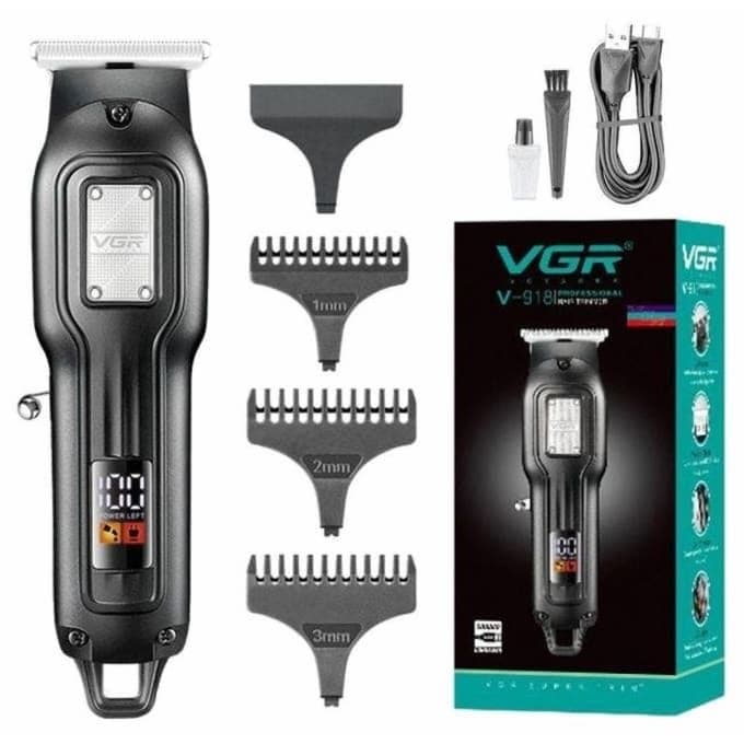 VGR Professional Digital Rechargeable Hair Trimmer, Black - V-918